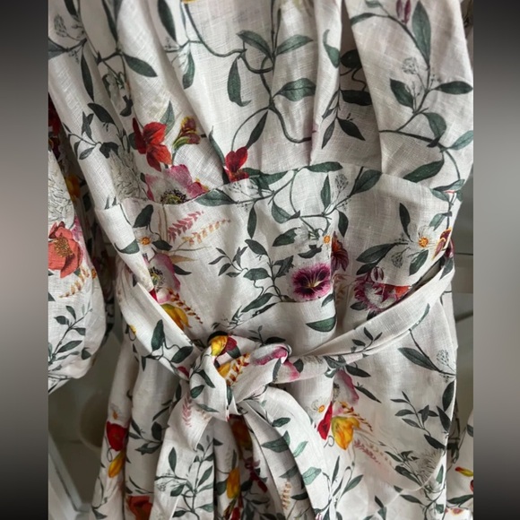 Zimmermann linen dress size 3 Wrap Mini Dress in Elka Vine Ivory Print - Picture 4 of 6